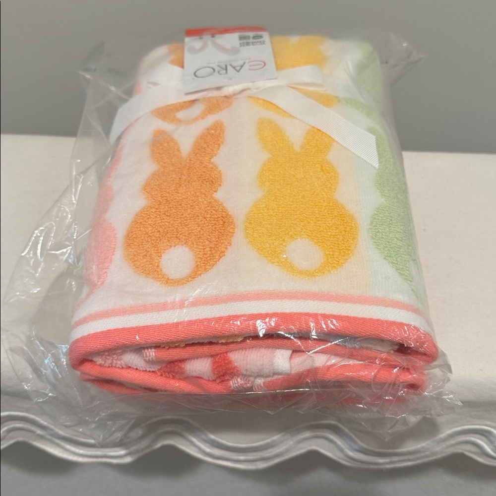 CARO Home Bunny Design Hand Towels - Orange, Green, Pink, Blue‎ , peach, apricot